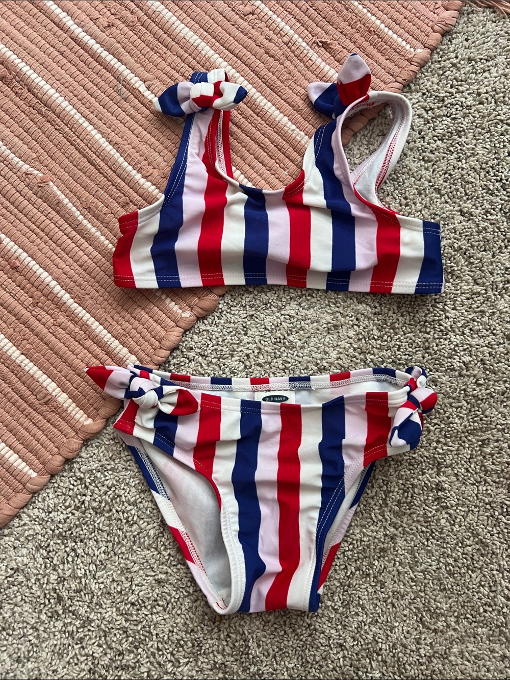 Old Navy Girls Red, White & Blue Striped Two-Piece Bikini